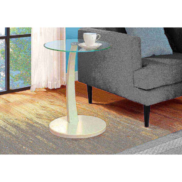 Monarch Specialties Accent Table - White Bentwood With Tempered Glass I 3017 - main